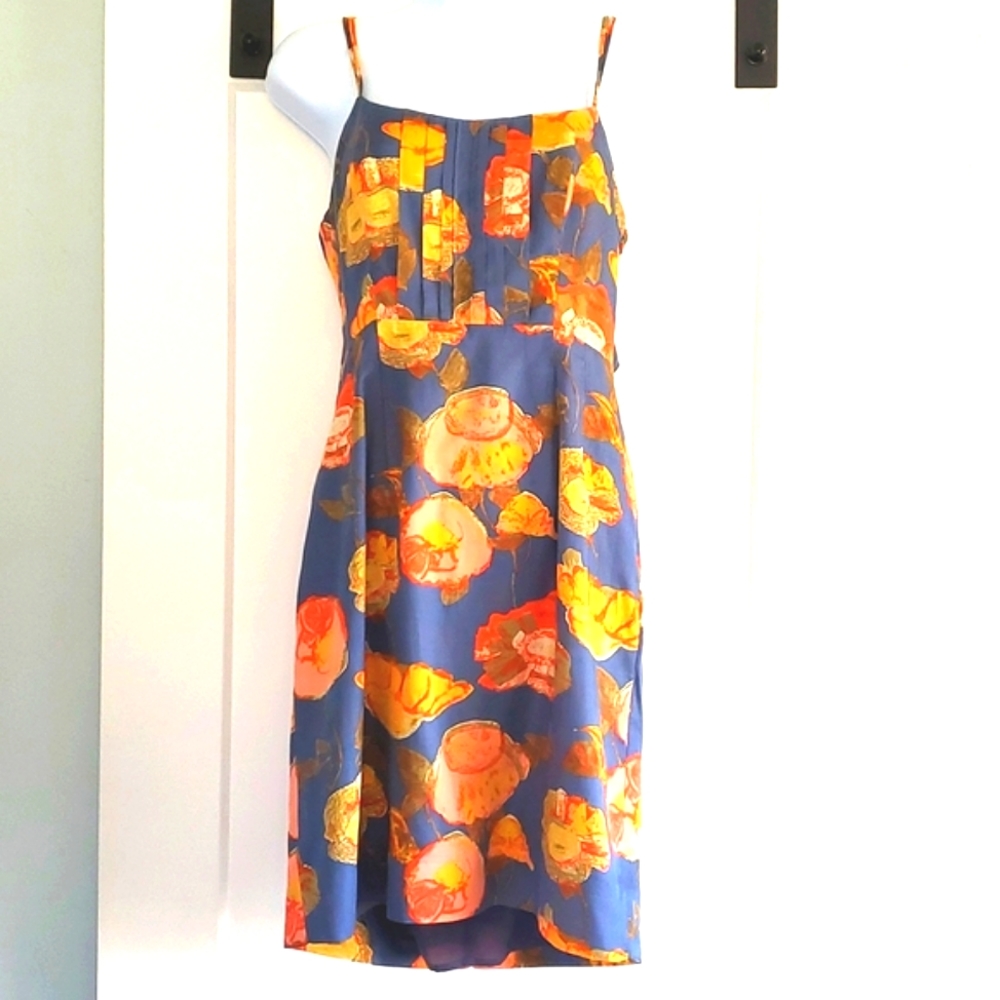 Maeve blue silk floral dress size 2